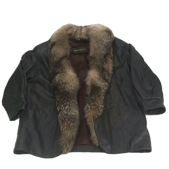 Vintage Maision Ladies Leather Fox Fur Jacket